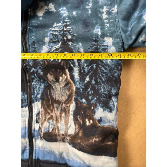 Vtg Black Canyon Outfitters Graphic Hooded Wolfs Jacket 2XL Sherpa Lined - Picture 7 of 9